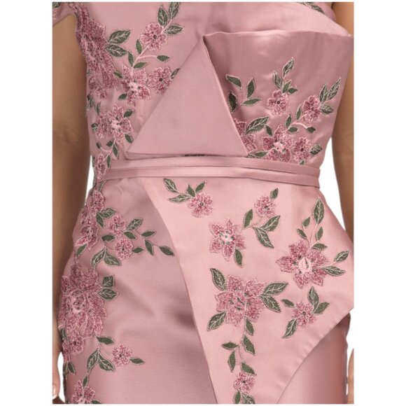 TERANI One Shoulder Embroidered Floral Applique Gown - Picture 3 of 3